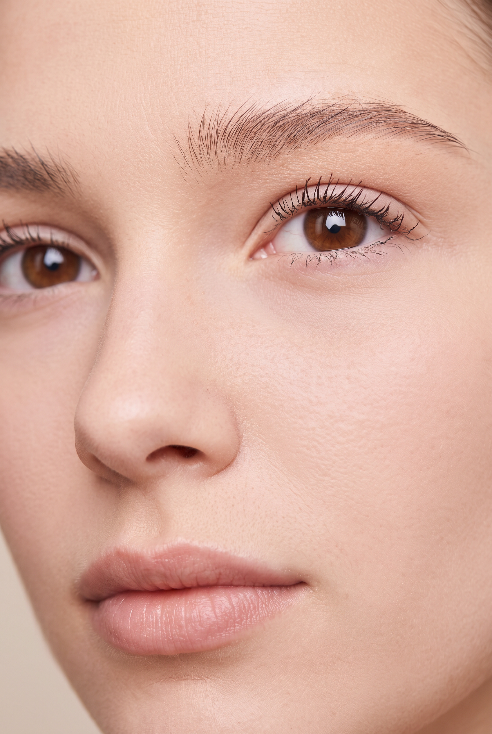 Primer plano de cejas y labios cuidados con acabado natural